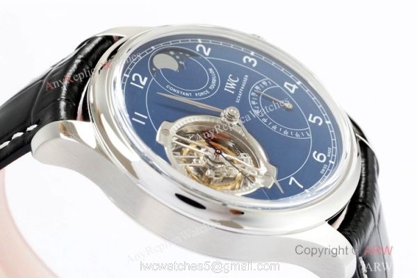 New! Swiss Replica IWC Portugieser Constant Force Tourbillon Watch Blue Dial 3