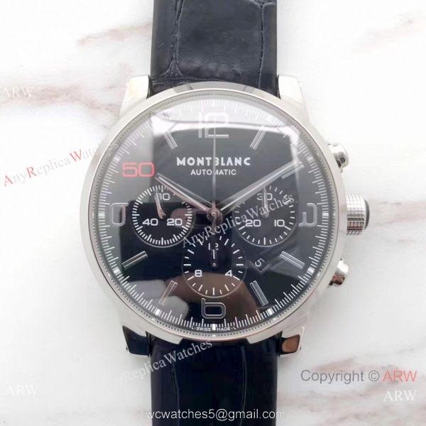 Swiss 7750 Mont Blanc Clone Timewalker Black Face Watch Red 50 on Dial 3