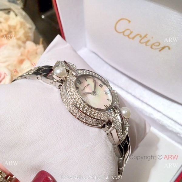 Copy Cartier Women Watch Stainless Steel Sapphire glass Swiss Quality 3