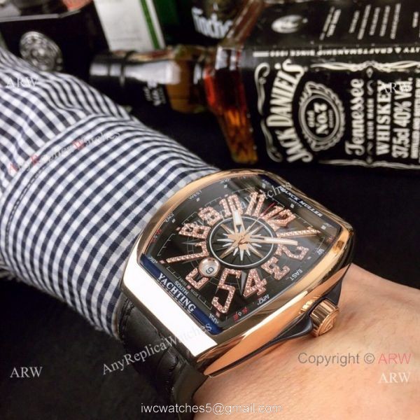 Swiss Copy Franck Muller Vanguard Yachting v45 Watch Rose Gold Black Face 3