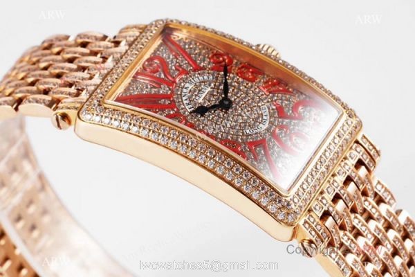 New! Franck Muller Long Island Full Diamond Rose Gold 1:1 Best Quality Watch 3