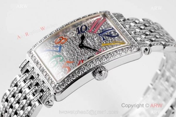 New! Swiss Replica Franck Muller Long Island Iced Out Watch Quartz Movement 3