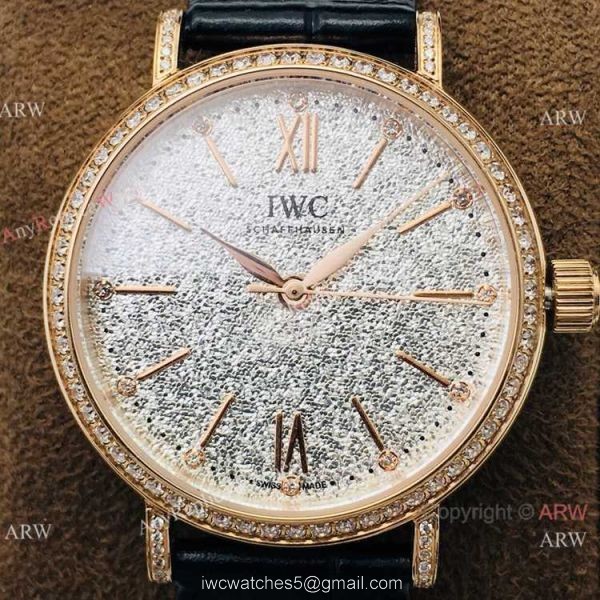 Swiss Copy IWC Portofino Ladies Watch Rose Gold Diamond Bezel 3