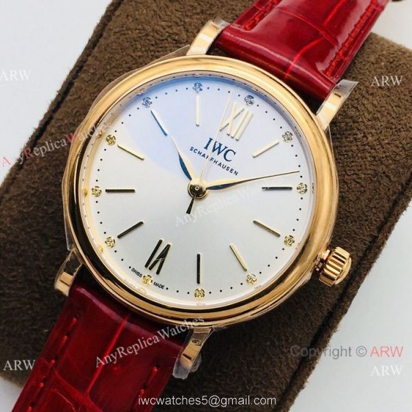 New! Swiss Replica IWC Portofino Swiss 9015 Rose Gold Watch Ladies 3