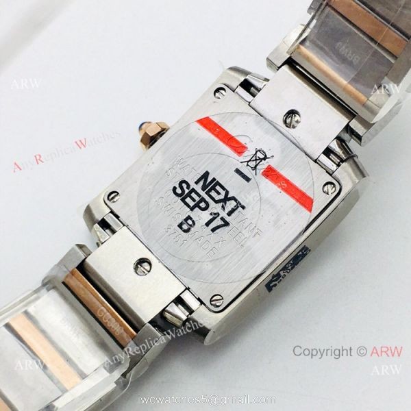 Super Clone Cartier Tank Francaise 2 Tone Rose Gold Pink Watch CC708177 3