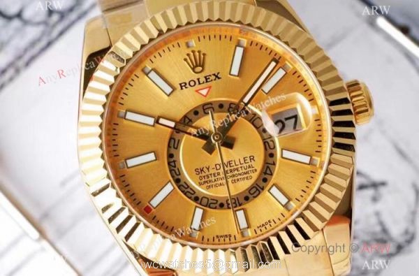 Swiss Grade 1 Copy Rolex Sky-Dweller Yellow Gold 42mm Watch 9001 Movement 3