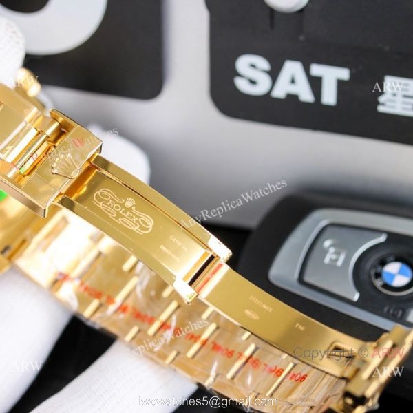 JH Factory Copy Rolex Submariner ETA2836 Gold Green Watch 3