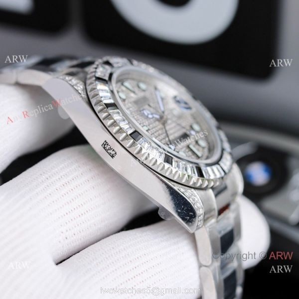 JH Factory Copy Rolex GMT-Master II Watch BlackWhite Diamond Bezel Stainless Steel 3
