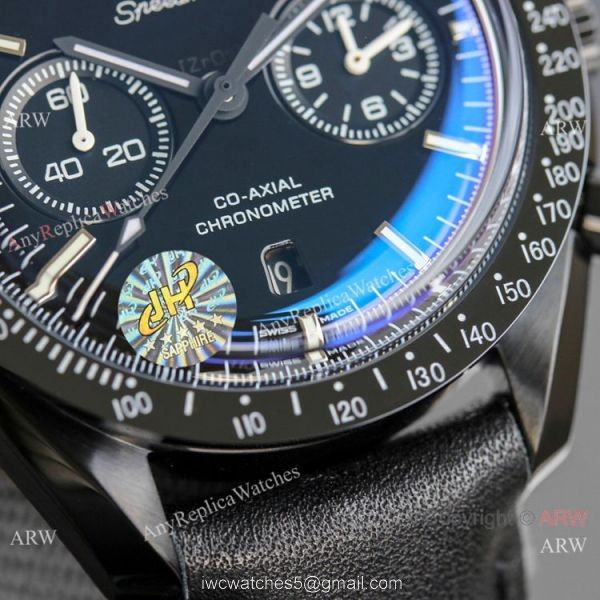 JH Omega Speedmaster Chronograph Swiss 9300 Watch Black Ceramic 3
