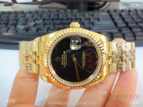 New Copy Rolex Datejust Onyx Dial Yellow Gold Jubilee Watch 36mm 3