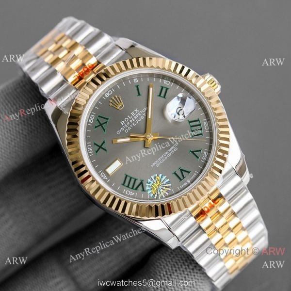 (TW) Swiss Copy Rolex Datejust II Green Roman Two Tone Watch 41mm 3