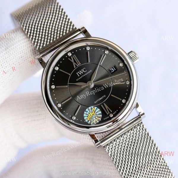 Swiss Replica IWC Portofino Stainless Steel Rhodium Dial Watch 37mm 3