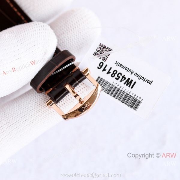 Swiss Replica IWC Portofino 37mm Lady Watch Silver Dial Rose Gold 3