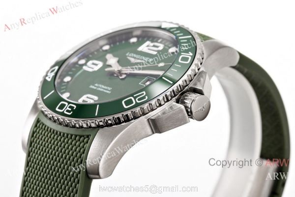 Swiss Grade Copy Longines Hydroconquest Green Rubber Strap Watch 3