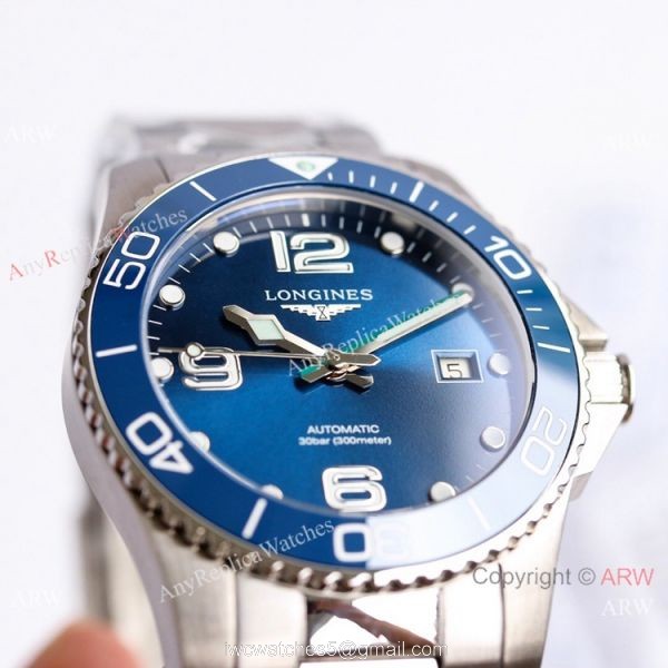 AAA Replica Longines Hydroconquest Watch Stainless Steel Blue Ceramic 41mm 3