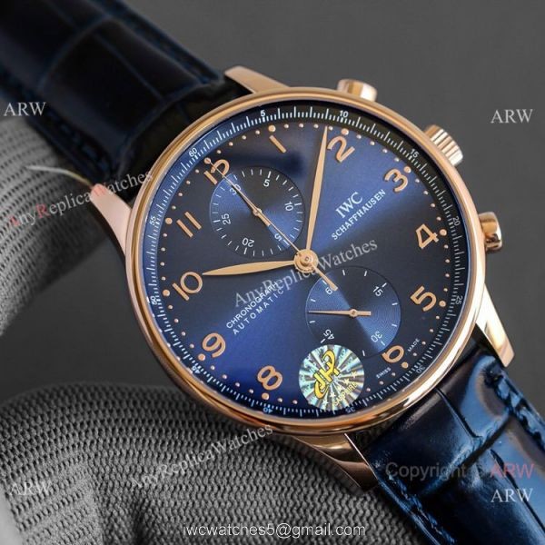 AAA Replica IWC Portuguese Rose Gold White Watches Swiss 7750 Chronograph 3