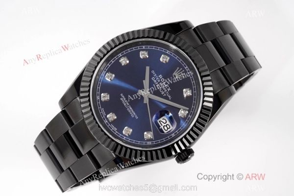 VR-Factory Rolex Oyster Datejust II Black Venom Watch Blue Diamond 41mm 3