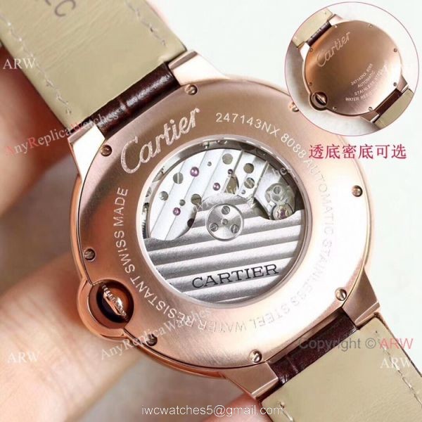 Swiss Fake Cartier Ballon Bleu 42mm XL Watch Rose Gold Diamond Case 3