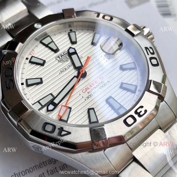 Swiss Clone TagHeuer Aquaracer Calibre 5 Watch White Dial Automatic 3