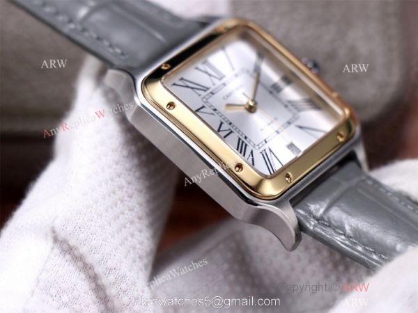 AAA Replica Cartier Santos-Dumont Swiss 9015 Two Tone Watch Couple Wrist 3