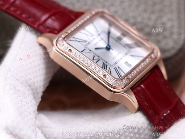 AAA Replica Cartier Santos-Dumont Swiss 9015 Couple Watch Diamond Bezel 3