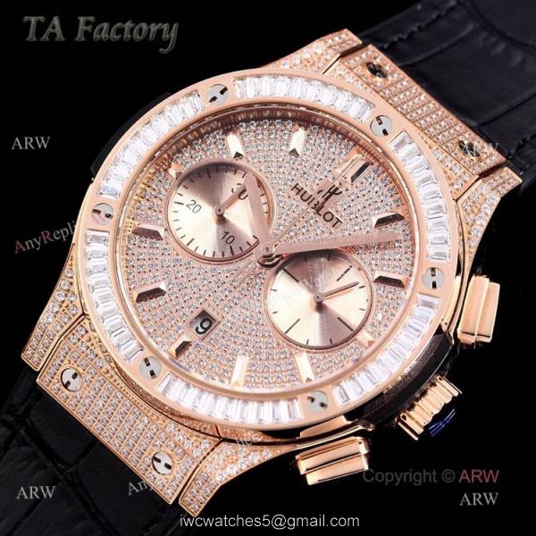Copy Hublot Big Bang Diamond Watch Swiss Made Rose Gold Hublot Big Bang Chronograph Watch 45mm 3