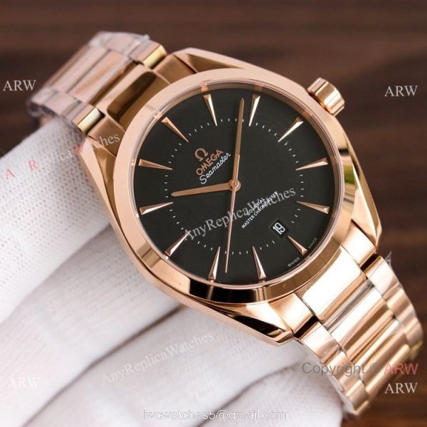 Copy Omega Seamaster 2-Tone Rose Gold Men Watch Simple Style 3