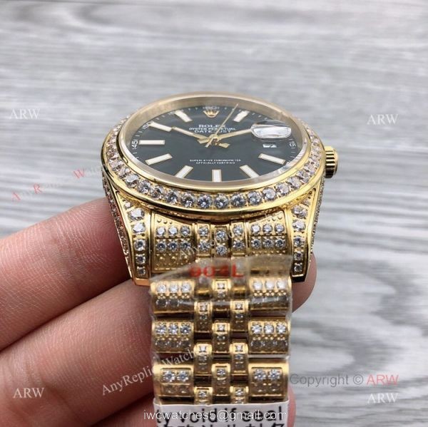 Copy Gold 41mm Datejust Rolex Iced Out Diamond Watches Swiss 3255 Jubilee Bracelet 3