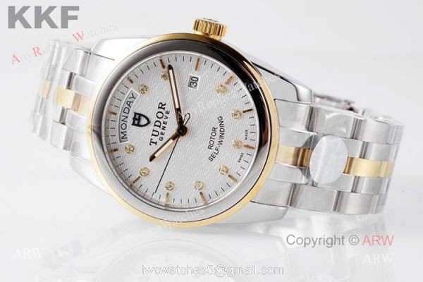 New Tudor Glamour Day Date White Dial Watch With Diamond Markers 39mm Swiss Replica 3