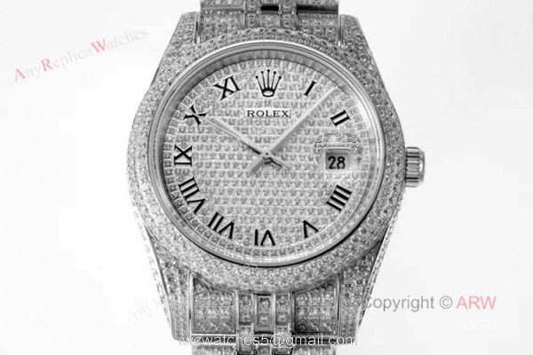 Top Replica Iced Out Rolex Datejust ii 41mm Swiss 3255 Watch With A Jubilee Bracelet 3