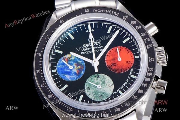 Replica OM Factory Omega Speedmaster Moonwatch With 3 Colors Sub-Dials Black Ceramic Bezel 3