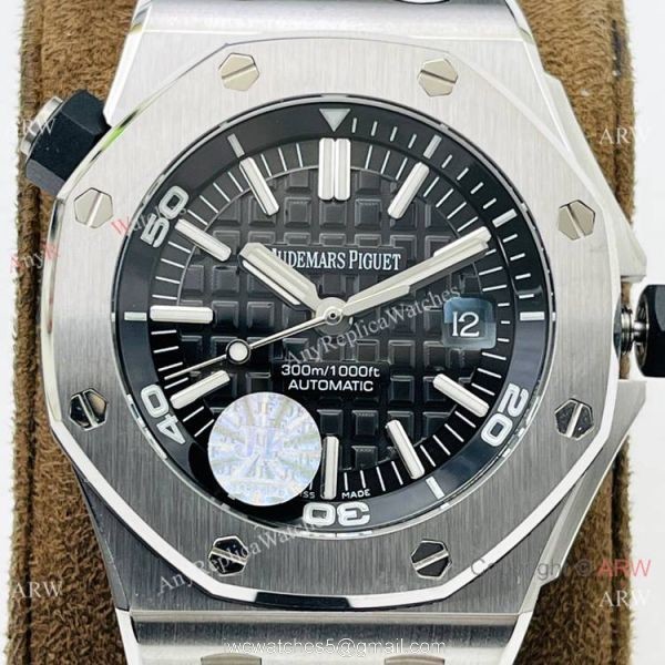 JF Factory Replica Audemars Piguet Divers Swiss 3120 Watch Silver and Black 3