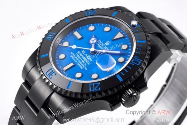 2021 New! Replica Rolex Blaken Submariner Smurf IPK Swiss 2824 Watch 3