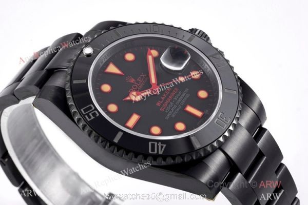 2021 New! Swiss Grade Rolex Submariner Blaken IPK 2824 Men Watch Orange Markers 3