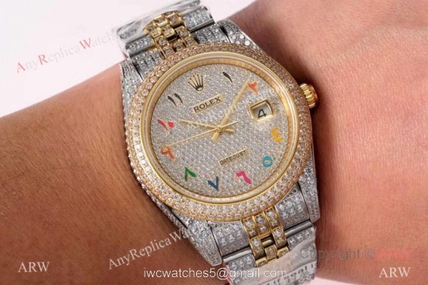 TW Factory Swiss Grade Rolex Datejust 41 Watches 2-Tone Iced Out Case 3