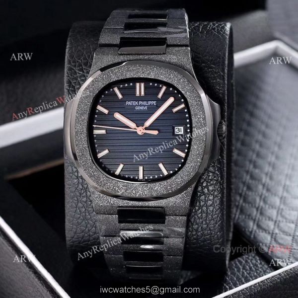 Best Replica Patek Philippe Nautilus Frosted Watch Solid Black 40mm 3