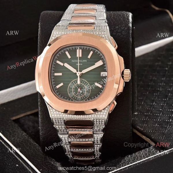 AAA Quality Patek Philippe Nautilus Chronograph Watches Diamond Band 3