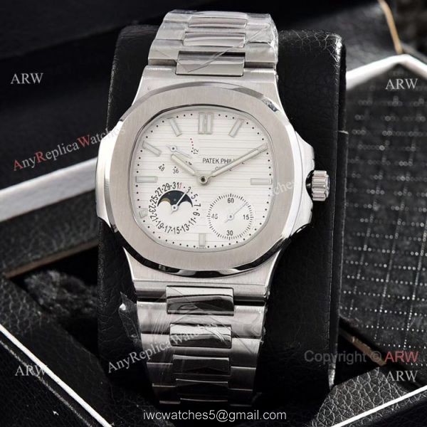 Patek Philippe Nautilus Power Reserve Watches Red Dial Stainless Steel 3