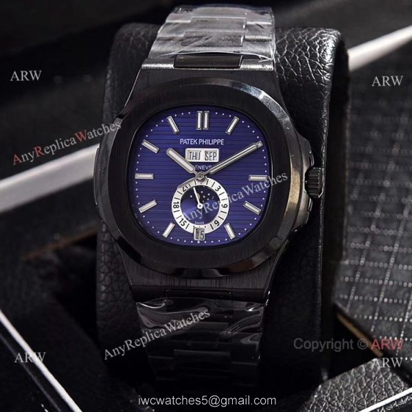 Solid Black Patek Philippe Annual Calendar Copy Watches 39.5mm 3