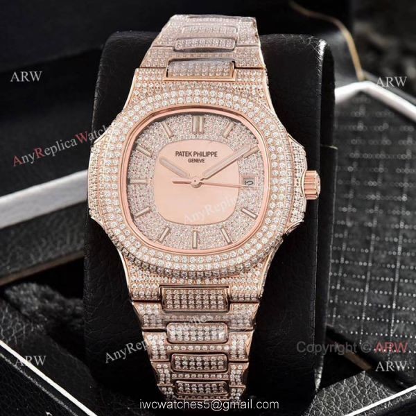 Iced Out Patek Philippe Nautilus Automatic Wrist AAA Quality Copy Watch 3