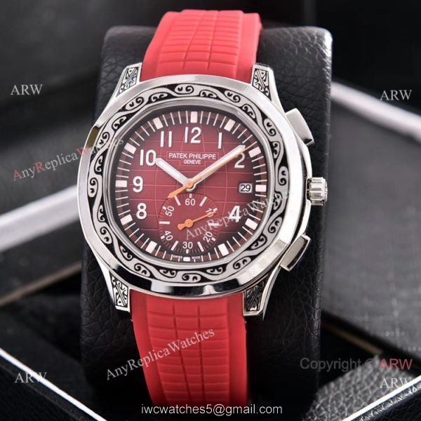 Copy Patek Philippe Aquanaut Engraving Watch Green Rubber Strap 3