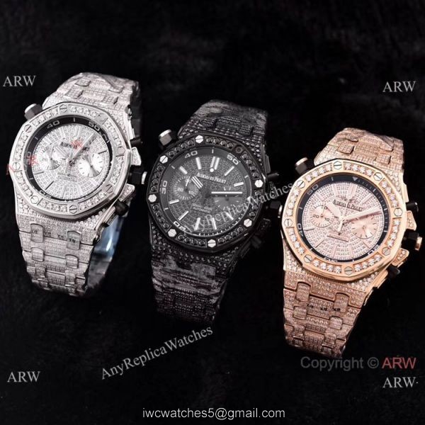 Copy Audemars Piguet Royal Oak Offshore Diver Iced Out Diamond Watches 43mm 3