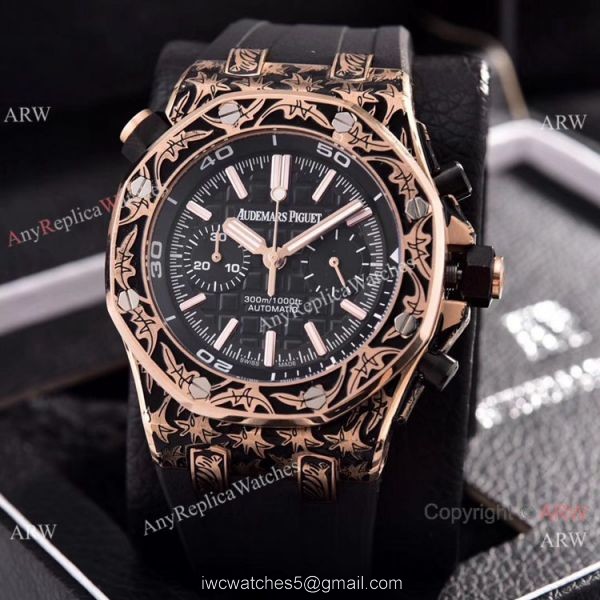 Copy Audemars Piguet Diver Rose Gold Engraving Watches Chronograph Movement 3