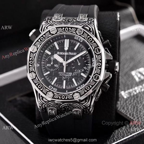 Copy Audemars Piguet Diver Silver Engraving Watches Chronograph 43mm 3