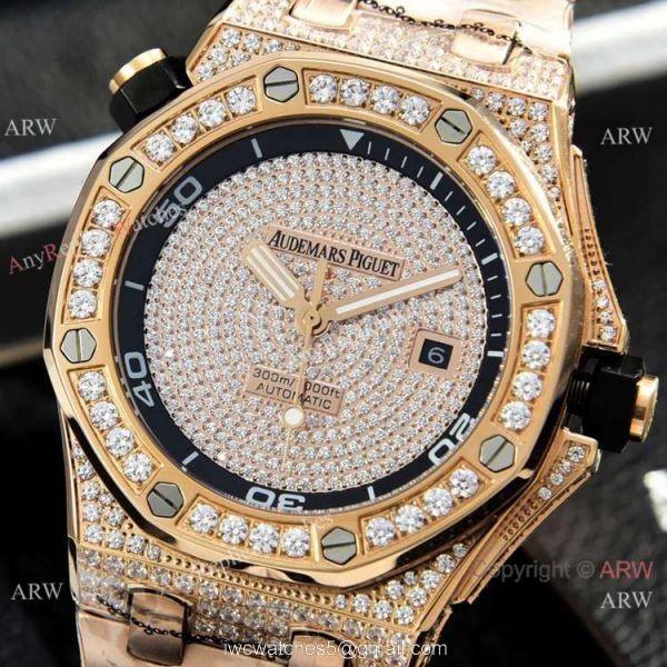 Clone Audemars Piguet Diver Automatic Watches Diamond Case and Face 3