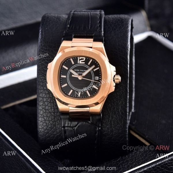 Copy Patek Philippe Nautilus Quartz Watches Rose Gold Women Size 3