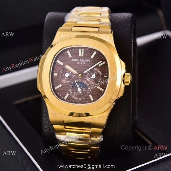 Knockoff Patek Philippe Nautilus Moon Phase Red Gradient Dial Watches 40mm 3
