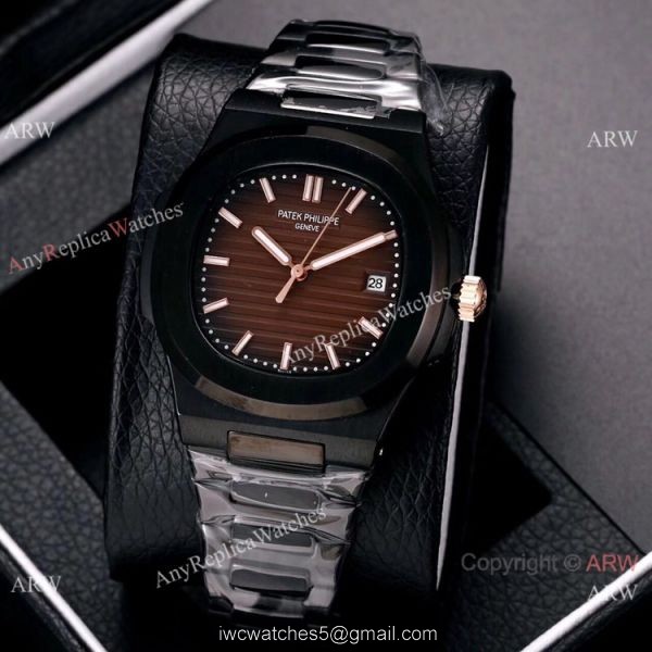 Knockoff Patek Philippe Nautilus All Black Watches Blue Gradient Dial 3