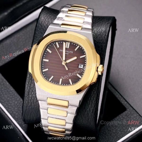 Knockoff Patek Philippe Nautilus 40mm Watches Two Tone Gray Dial 3
