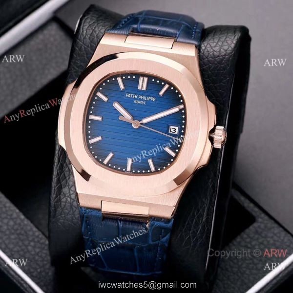 Best Copy Patek Philippe Nautilus 40mm Watches Rose Gold Brown Leather Band 3
